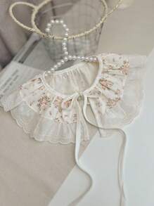 1pc Women's Retro Ditsy Floral Cute & Elegant False Collar, Decorative Accessory For All Seasons Outfit For Dress For Christmas Decor - A - View 3