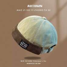 Men's Hat Docker Hat Brimless Hat Sailor Hat Work Hat Rolled Edge Retro Brimless Adjustable - 卡其色 - 查看 5