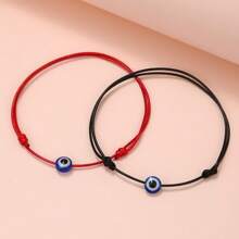 RINTOLER 2 件简约眼形串珠编织情侣手链