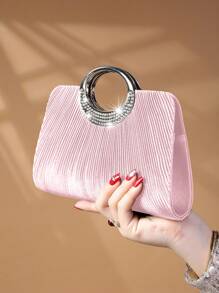 Glitter Bling,Shiny Glamorous,Elegant 1pc Rhinestone Decorated Fashionable Metallic Clutch Evening Bag, Suitable For Women'S Parties, Weddings, Dinners, Banquets Dinner Bag For Party Girl,Woman,For Female Perfect For Party,Wedding,Prom,Dinner/Banquet,For Best Gift For Women