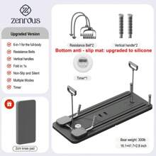 ZENROUS Pilates Board, Multi-Functional Ab Exercise Board, Foldable Home Pilates Reformer, Maximum Load 300 Lbs Fitness Board With Kneeling Pad And Timer, Abs Workout Equipment For Abdominal & Core Strength Training Springtok - 普通黑灰色(不含繩) - 查看 1