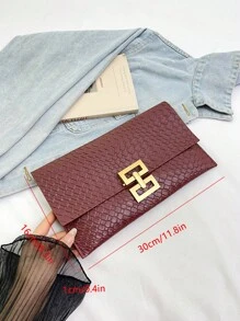 New Small Designer Vintage Alligator Print Envelope Handbag For Women