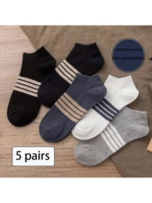 5 Pairs Men's Fashionable Odor-Resistant, Moisture-Wicking Low-Cut Socks, Comfortable & Breathable, Suitable For Spring & Summer - Multicolor - View 14