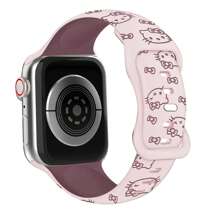 Sanrio Sanrio 1 Pc Sport Silicone Engraved Hello Kitty Watch Band Compatible With Apple Watch Band 40mm 38mm 41mm 44mm 45mm 42mm 46mm 49mm Women Men, Soft Wristband Waterproof Replacement Sport Band Compatible With Apple Watch Band Series10 9 8 7 6 5 4 3 2 1 SE Ultra Holiday Gift