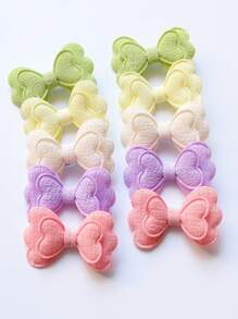 10pcs/Set Solid Color Multicolor Double Layered Bows Hair Clips For Girls And Teens Cute Hair Accessories - Multicolor - View 1