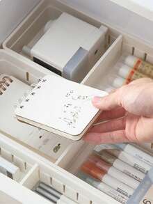 1 pieza Organizador de escritorio de plástico con múltiples compartimentos y divisor, caja de almacenamiento para oficina, hogar, baño, clasificación de suministros de cocina