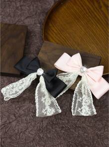 1 件带水钻锆石的蕾丝丝带发夹，独特的手工设计，非常适合派对、日常佩戴、送给女朋友的礼物 - 彩色 - 查看 10