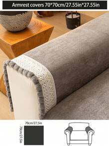 1件装奢华雪尼尔沙发座垫套，现代简约雪尼尔防尘防滑耐用沙发垫，保暖防褪色，宠物友好，适用于卧室、办公室、客厅、L型沙发以及1/2/3/4人沙发。 - 深灰色 - 查看 15