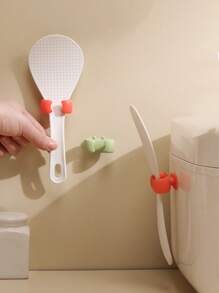 1 pieza Soporte autoadhesivo para cucharas, organizador de utensilios de cocina montado en la pared, colgador de espátula y cucharón sin marcas para la olla arrocera