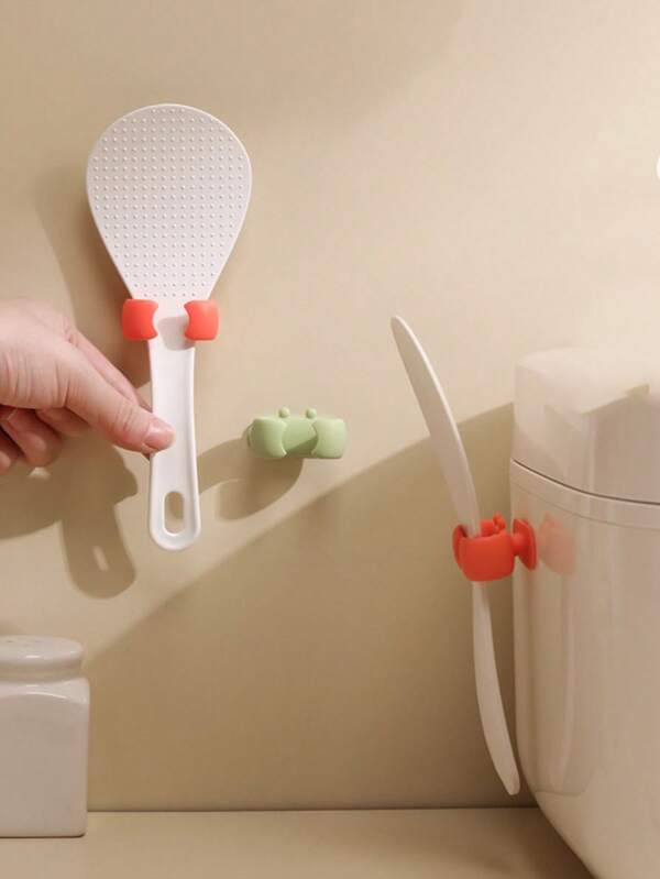 1 pieza Soporte autoadhesivo para cucharas, organizador de utensilios de cocina montado en la pared, colgador de espátula y cucharón sin marcas para la olla arrocera