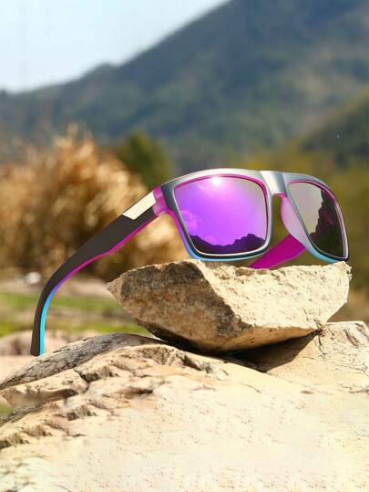 قطعة واحدة نظارات نسائية موضة عدسات تدرجية ملونة، نظارات زخرفية مستقطبة ذات عدسات مرآتية ملونة، تصميم إطار كلاسيكي مناسب للسفر والشاطئ والأنشطة الخارجية