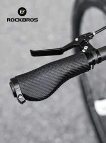 ROCKBROS Carbon-Fiber Bike Handlebar Grips, Non-Slip PU Leather Dual Locking Rings