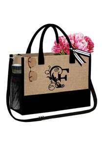 一套女士沙滩手提包，帆布包和帽子，字母A-Z，适合婚礼、生日、节日和其他场合，是送给女性、母亲、老师、朋友、伴娘、学生以及返校季的绝佳礼物。大容量旅行手提包，适合度假、周末旅行，是送给朋友或女士的个性化生日礼物，附赠围巾，也是教师节的最佳礼物。 - 卡其色 - 查看 22