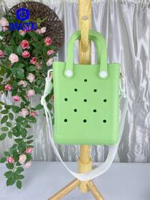 Mini Rubber Summer Beach Bag, EVA Hole Travel Tote Bag, Waterproof Storage Bag For Outdoor Sports Pool Boat - 薄荷綠 - 查看 7