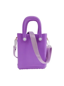 Mini Rubber Summer Beach Bag, EVA Hole Travel Tote Bag, Waterproof Storage Bag For Outdoor Sports Pool Boat - Purple - View 5