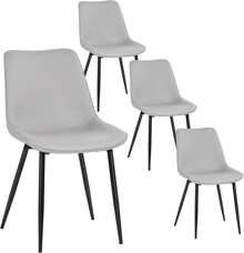 Dining Table And Chairs Set 4, Extendable Dining Table And 4 Upholstered Chairs, Marble Effect Table And Chairs For Living Room, Dining Room Set - Grey - View 9