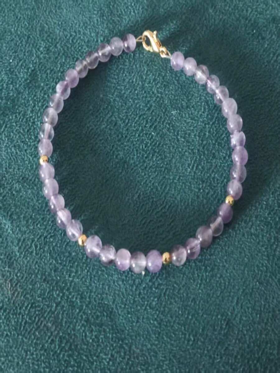 1pc Natural Amethyst Bracelet, Elegant And Graceful Design Symbolizing Good Luck, A Great Gift For Yourself, Mom Or Friends