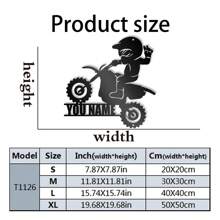 1 Pieza de Arte de Pared de Metal con Nombre Personalizado de Motocross, Logo Personalizado de Niño Piloto de Motocross, Decoración del Hogar de Motocicleta - Para Habitación de Niños - Metal - Regalo Personalizado para Amantes de las Motocicletas, Impresión Gráfica - Negro - Ver 2