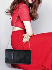 Luxury PU Leather Crossbody Bag, Fashionable All-Match Women Hand Bag, Unique Crocodile Pattern Clutch Bag