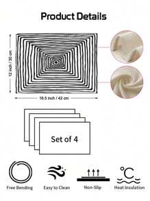 2/4pcs Simple Geometric Square Placemats, Abstract Neutral Style Artwork In Black & White, Blue, And Brown Linen Tablemats, Suitable For Daily Dining Table, Kitchen, Dining Room Decor, Home Decor, Holiday Decor, Tabletop Decor, Outdoor Picnic Decor, And Gifts, 12x16.5 Inches