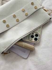 Women's Vintage Clutch Purse,Fashionable Solid Color Rivet Clutch Purse, Simple And Stylish Envelope Bag With Rivet Inlay Design Handbag For Work, Commuting, Dating, Parties