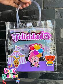 Set 15/30 piezas bolsas transparentes dulceras 20cm Plim Plim rosa decoración fiesta infantil bolsa porta dulces cumpleaños evento niñas personajes recuerdos presentación y sorpresas - Rosa - Ver 2