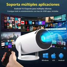 Proyector de escritorio portátil, función WiFi, compatible con USB, entrada de video HDMI, puede directamente Conéctese a la reproducción de TV y video en línea, soporte en varios idiomas, potencia de 60 W, batería de larga duración, vida útil de la lámpara >50 000 horas, adecuado para reuniones, fiestas navideñas, reuniones, audio y video en el hogar