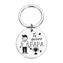 不锈钢圆形冠军爸爸钥匙扣，父亲节礼物 - 彩色 - 查看 2