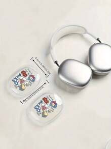 1pc Colorful Cartoon Dinosaur Protective Case Compatible With Apple Max, Lightweight Silicone Full Coverage Soft Shell (Earphones Not Included) - Clear - View 2