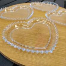 KIT COM 06 PIRES CORAÇÃO MODELO PEARL EM ACRÍLICO TRANSPARENTE