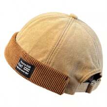 Men's Hat Docker Hat Brimless Hat Sailor Hat Work Hat Rolled Edge Retro Brimless Adjustable - 黑色 - 查看 7