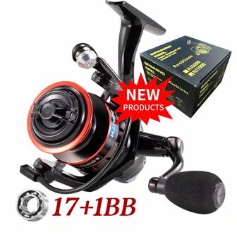 Rooblinos 1pc Rooblinos HJ Fishing Reel, Made Of High Strength Metal Body, EVA Handle, High-Speed Ratio, Strong Braking Force, Suitable For Freshwater And Saltwater