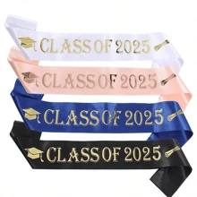 1 Black Senior 2025 Satin Sashes With Golden Printing - "CLASS OF 2025" Graduation Party Supplies For Celebrations, Perfect For Graduates And Graduation Events, Event Graduation Items | Class Of 2025 Apparel | Fabric Sash - Multicolor - View 3