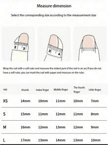 10pcs Handmade Simple Fresh Cute Nail Tips, Removable Nail Art Accessories, Suitable For Spring And Summer - Multicolor - View 5