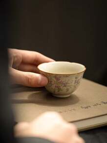 1件/2件/4件陶瓷茶杯，复古风格米色汝窑茶杯，紫藤客杯，适合办公室、茶道返校 - 彩色 - 查看 8