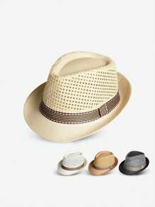Chapéu de Palha Leve Cáqui Masculino Monopeça. É Respirável no Verão, Trazendo Uma Sensação Refrescante. Esse Chapéu Elegante é Confortável e Leve, e É Um Chapéu de Sol Conveniente e Prático. É Um Chapéu de Sol Versátil, Adequado para a Primavera, Destacando Um Temperamento Elegante. O Chapéu Refrescante Com Material Delicado e Suave à Pele é Um Item Essencial para a Praia.