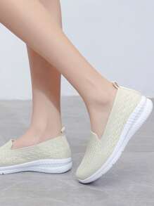 Women's Plain Flat Casual Shoes, Elegant And Simple Fashion For Daily Wear - Beige - View 6