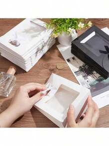 12 Packs Elegant Black And White Gift Bags With Clear Window, Paper Party Favor Bags With Handles And Bow Ties For Wedding, Bridal Shower, Birthday, Bachelorette - Versatile For Christmas, Halloween, New Year, Valentine's Day