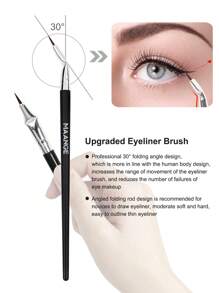 MAANGE 11pcs Professional Facial Makeup Brush Set With Paper Box ,2pcs Eyebrow Brush,2pcs Eyeliner Brush,Foundation Brush,Contour Brush,Blush Brush,Eyeshadow Brush,Nose Contour Brush ,Concealer Brush Makeup Brush With Soft Fiber For Powder,Liquid,Cream For Easy Carrying,Brush For Travel - 黑色 - 查看 9