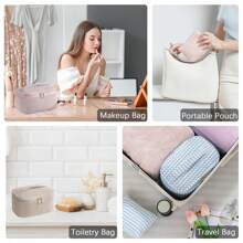 3er Set Kordsamt Make-up Taschen, bestickte Kosmetiktasche, Reise-Kulturtasche, Make-up Organizer, Reise-Kulturtasche, süße Make-up Tasche für Frauen und Mädchen, reisefreundlicher Organizer für Werkzeuge und Zubehör