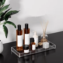 1 conjunto de organizador de bandeja de acrílico transparente/preto, suporte para cosméticos, joias, maquiagem, banheiro, cozinha, balcão, luz de luxo - Multicolorido - Ver 4