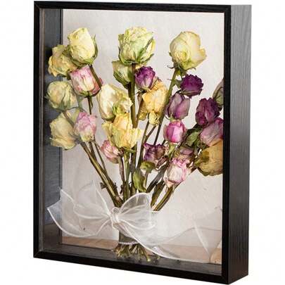 1pc 3D Hollow Acrylic Dry Flower Display Frame, 5cm Thicker Plastic Gift DIY Specimen Dried Flower Frame, Floating Display Stand For Desk Top, Wedding Holiday Gift