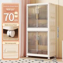 Foldable Wardrobe Closet, Multi-Tier Plastic Storage Cabinet, No Assembly Required - Transparent - View 12