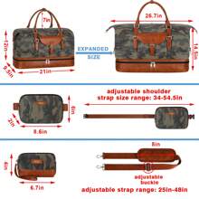 3 件装大号周末旅行包带防水鞋隔层帆布旅行行李袋过夜随身包带洗漱包男女通用 - 彩色 - 查看 7