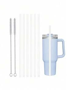 Replacement Straw Compatible With 14oz-40oz Tumbler,Reusable Long Straw With Straw Cleaning Brush,12.2inch Plastic Straw For Cup,Bottle Accessories,School Supplies - Multicolor - View 1