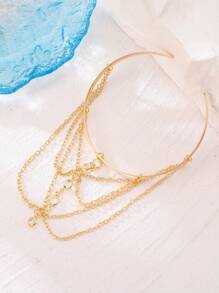 1pc Sexy Tassel Chain Water Drop Arm Bracelet Pendant Armlet, Holiday Beach Resort Party Occasion Jewelry - Gold - View 10
