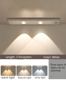 1 件猫眼传感器橱柜灯 USB 可充电运动传感器灯，LED 灯条，可调光 3 种颜色可选，适用于厨房、衣柜、橱柜、卧室、走廊 - 三色光 - 查看 18