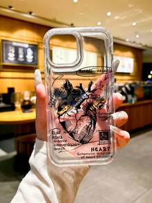 1 pieza Funda de teléfono a prueba de golpes de TPU con diseño de corazón de órgano interno y grafiti negro compatible con iPhone 11 12 13 14 15 Pro Max/13 Pro Max XR XS 16 Artistic 16 Pro Max, A54 5G/A52/A14/A15/A12/S22/S21 A33 5G Galaxy A50 Series, regalo para hombres y mujeres