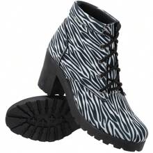 Women's Ankle Boots With Heel Suede Booties New - Ngựa vằn - Xem 3