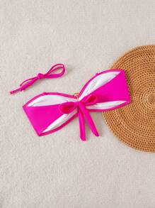 Women's Summer Halter Tie Bikini Swimwear Top, Detachable Strap, For Beach & Holiday